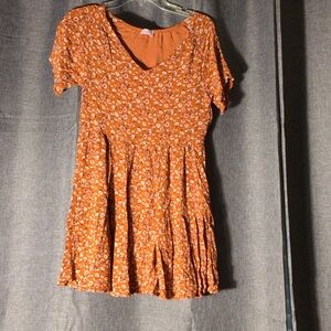 Pink Lily Orange Floral Dress